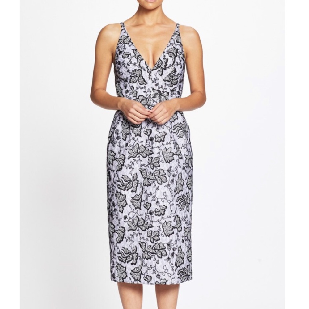 Nadia Leaf Sequin Lace Sheath Midi Dress